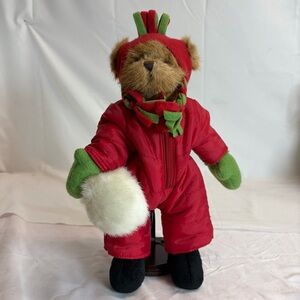 Bearington Collection 13” Christmas Teddy Bear Holiday Decor w Stand